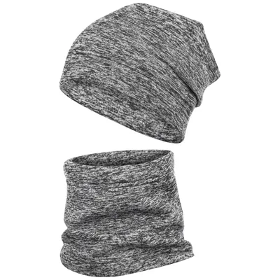Produktbild von Wintermütze + Schlauchschal Winterset Beanie Snood Fleece, Grau, Gr. 58-60