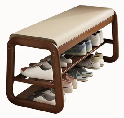 Immagine prodotto di Panca porta scarpe in bambù e legno, con seduta, per l'ingresso, 80 cm
