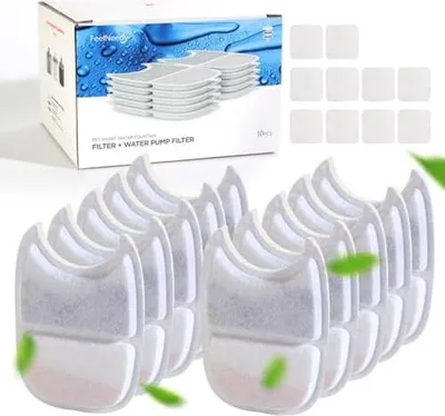 Produktbild von 10 Packung Ersatz Filter und Vorgefilterter Schwämme für FEELNEEDY 4L Trinkbrunnen für Katzen mit Bewegungssensor (YPD-C004)