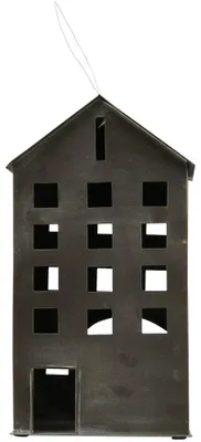 Produktbild von Windlichter Häuschen Haus Fenster Teelichthalter schwarz 35,5 cm
