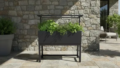 Produktbild von Hochbeet EdenGrow mit Regendach anthrazit, Metallbeet für Balkon und Garten