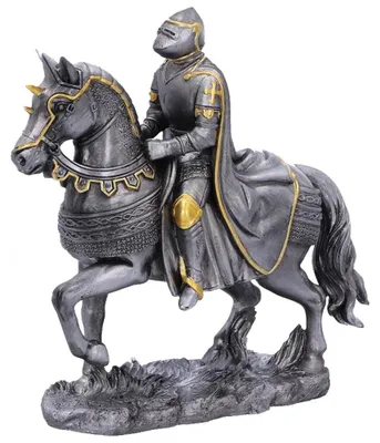 6er-Set mittelalterliche Kriegspferde & Reiterfiguren, handbemalt