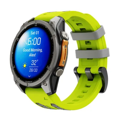 Image de Bracelet de sport Cubenest pour montre Garmin, compatible avec les montres QuickFit de 22 mm, couleur jaune-gris