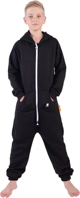 Produktbild von O'Poppy Kinder Jumpsuits Jungen Mädchen Overall Anzug mit Zwergen Kapuze schwarz