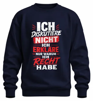 Zdjęcie produktu dla Nie dyskutuję, tylko wyjaśniam. Bluza z nadrukiem "Statement", ironia. Kolor: granatowy. Rozmiar: L