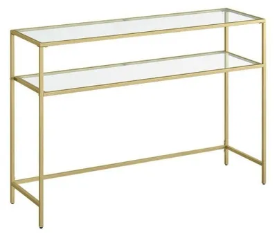 Image de CALICOSY - Console en métal avec 2 tablettes en verre trempé L90 cm - SELIA