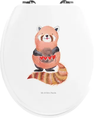 Produktbild von Mr. & Mrs. Panda klo deckel Roter Panda - Weiß - Geschenk, Klobrille, Toilettendeckel, Liebe, wc holz, Sitz, Gute Laune, Lieblingsmensch, Rot, Herz, WC-Sitz, Liebling