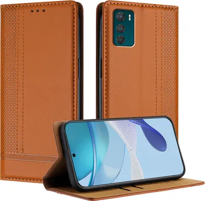 Produktbild von Handyhülle für Motorola Moto G42 Leder Flip Klappbare Schutzhülle mit Standfunktion Braun