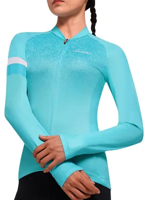 Productafbeelding van Fietsshirt Dames Lange Mouwen - Lichtgewicht en Met Zakjes - Blauw