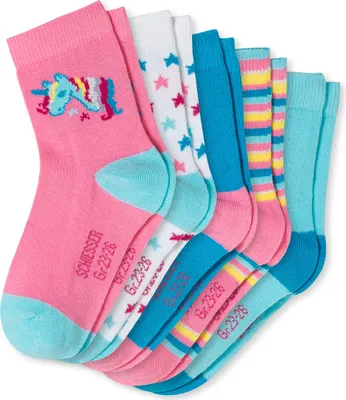 Immagine prodotto di Schiesser toddler girls 5 confezioni di calzini per bambini 19/22 assortiti 1 confezione da 5