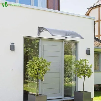 Image de Auvent pour porte d'entrée, en polycarbonate, robuste, transparent, 120 x 80 cm, protection contre la pluie et les UV