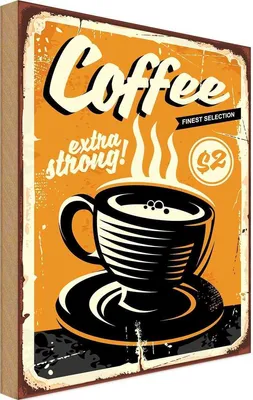 Produktbild von vianmo Holzschild 40x30 cm extra strong Coffee Kaffee Essen Trinken