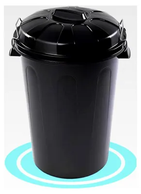 Produktbild von Mülleimer mit Deckel, 100 l, aus robustem Kunststoff, Schwarz