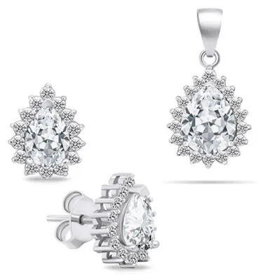 Produktbild von Charming silver jewelry set with zircons SET226W (earrings, pendant)