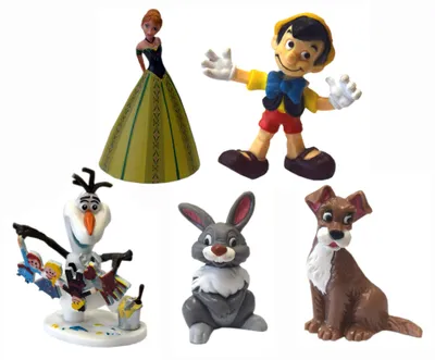 Produktbild von Bullyland Disney Figuren 5er-Set (Pinocchio, Klopfer, Strolch, Anna, Olaf)