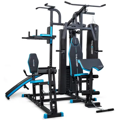 Produktbild von THUNDER® DIGLET Kraftstation | 200x198x212cm | 80kg Gewichtsblock | Boxsack | Schrägbank | Beintrainer | Multifunktionales Fitnessgerät