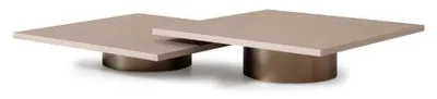 Productafbeelding van Set van twee: tafel, salontafel, bijzettafel, hout, beige