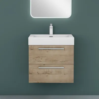 Produktbild von Mai & Mai Badmöbelset Komplett Set Waschbeckenunterschrank 60cm Unterschrank mit Waschschbecken aus Mineralguss Quadratto