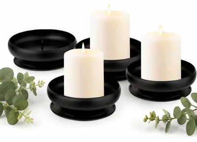 Kerzenhalter-Set aus Metall, 4 Stück, 9,5 cm, schwarz