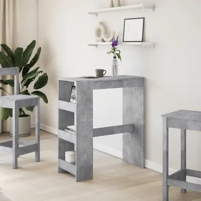 Produktbild von Barregal aus Holzwerkstoff mit 3 Ablagen – Betongrau – 90 x 40 x 103,5 cm – für Küche und Wohnzimmer