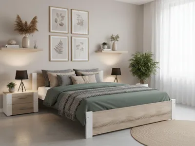 Produktbild von IKAROS Bett 120 x 200 cm, weiß/Sonoma-Eiche. Matratze: ohne Matratze, Lattenrost: ohne Lattenrost.