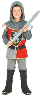 Immagine prodotto di Costume da piccolo cavaliere medievale per bambino argento-rosso-nero - 110-122 (4-6 anni)