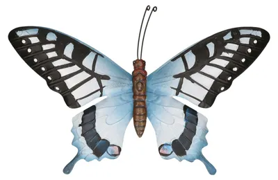 Produktbild von Gartendekoration Schmetterling - grau-blau und schwarz - Metall - 35 x 24 cm