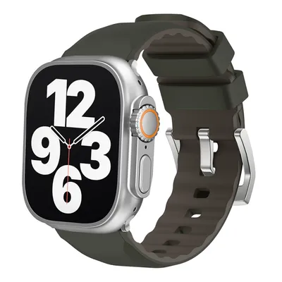 Obrázek produktu pro Pro Apple Watch SE 2023 44mm Dvoubarevný silikonový sportovní náramek Náhradní pásek na ruku tmavě zelený