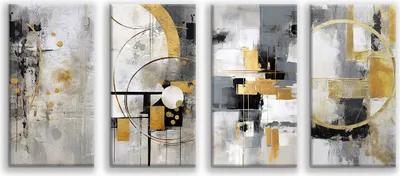 Produktbild von Moderne Bilder für das Wohnzimmer, Großes abstraktes Bild auf Leinwand, Grau Gold 80x160