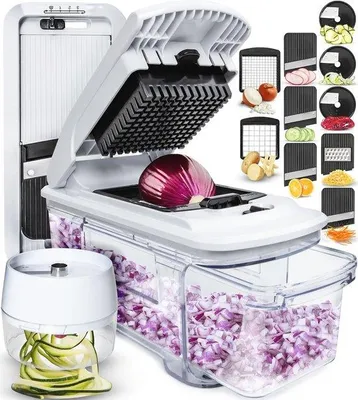 Produktbild von Famanu Gemüseschneider Verstellbare Küchenmandoline mit Handspiralschneider - Multifunktional