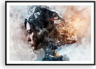 Produktbild von Gerahmtes Poster - Schwarzer Rahmen - Frau Abstraktion - 100x70 cm - Wand Bild - Wanddeko - Wandbilder - Kunstposter - Wandposter - Bilderrahmen - Bilder - Kunstdruck - Wandbild - P2BAA100x70-3956