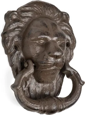 Immagine prodotto di Moritz campanello battiporta leone antico marrone stile antico in ghisa campanello battiporta barocco campanello porta d'ingresso decorazione porta porta gong