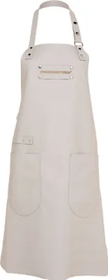 Feuermeisterin Premium Leder Back- und Kochschürze Grau mit 2 Taschen