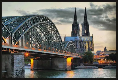 Immagine prodotto di Città tedesche - Poster - Cattedrale di Colonia - Giorno + cornice a incastro, Shinsuke® Maxi in plastica nera, lastra in acrilico