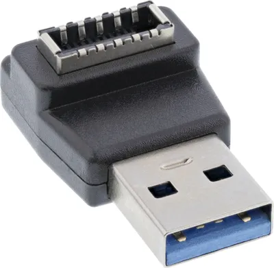 Produktbild von InLine USB 3.2 Adapter, USB-A Stecker zu intern USB-E Frontpanel Buchse, Schwarz