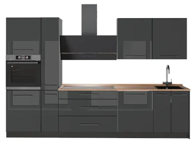 Imagen del producto de Mueble de cocina Vicco Fame-Line Antracita alto brillo/Antracita 310 cm, ET Roble, Model 64253