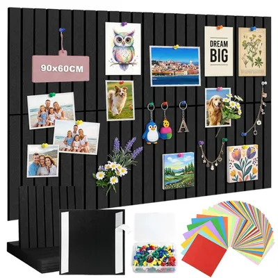 Imagen del producto de 6 tableros de fieltro autoadhesivos de 30 x 30 cm, cada uno con 100 chinchetas