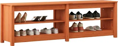 Image de Banc à chaussures avec étagère Cire marron 160 x 36,5 x 50 cm