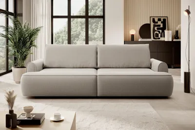 Produktbild von Sofa mit Schlaffunktion grau mit Bettkasten