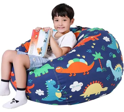 Produktbild von Aufbewahrungstasche für Spielzeug mit weichem Sitzkissen und Dinosaurierdesign