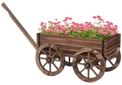 Produktbild von Pflanzen-Schubkarre Hochbeet aus Holz. wetterbest?ndig. 120 x 41 x 50 cm. Braun