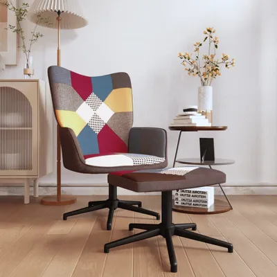 Obrázek produktu pro The Living Store Relax křeslo s podnožkou Patchwork látka