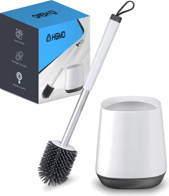 Produktbild von HGMD Toilettenbürste Silikon mit Halter - Weiß - Toilettenbürste - Toilettenbürstenhalter - Schnell trocknend, robust und hygienisch