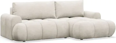 Produktbild von Selsey Ombo Mini - Ecksofa mit Schlaffunktion, Bettkasten und Plüsch-Bezug, Creme, rechts