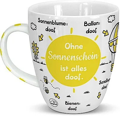 Produktbild von Sheepworld 46509 Tasse Ohne Sonnenschein ist alles doof, Sonne, Porzellan, 45 cl, Gelb, Geschenktsasse