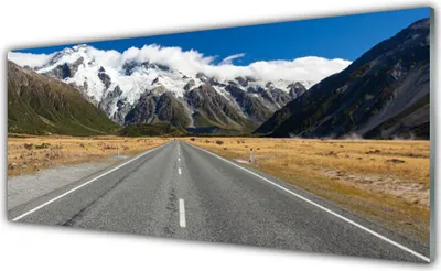 Produktbild von Acrylglasbilder 125x50 Wandbild Druck Straße Berge Gebirge Schnee Landschaft