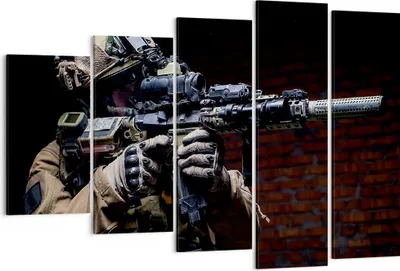 Produktbild von Bild auf Leinwand - Leinwandbild - Soldat Gewehr - 150x100cm - Wand Bild - Wanddeko - Wandbilder - Leinwanddruck - Bilder - Kunstdruck - Wanddekoration - Leinwand bilder - Wandkunst - EG150x100-3785