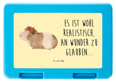 Produktbild von Mr. & Mrs. Panda Bento Box Meerschweinchen Weisheit - Gelb Pastell - Geschenk, Motivation, Wunderland, Spruch, Wunder, Lustige Sprüche, Lunchbox, Essensbehälter, Snackbox