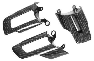 Image de 3 pièces : Garniture de remplacement en fibre de carbone brillante pour les boutons dedu volant, compatible avec Ford Mustang de 2015 à 2022