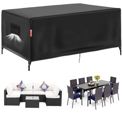 Image de Housse de protection pour meubles de jardin, résistante aux intempéries, imperméable, 150 x 150 x 74 cm, noire